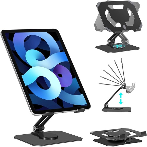 Arae Tablet Stand Holder – 360° Rotating Adjustable Metal Dock for iPad Pro/Air - Picture 1 of 10